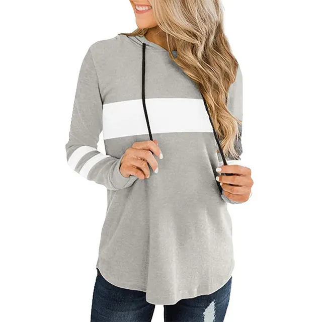Women's Casual Top With Long Sleeves And Drawstring Hood Offwhite - Shop at LoveMi