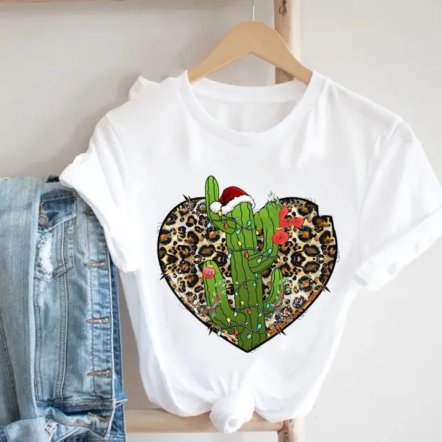 Christmas Party Short Sleeve Printed Crew Neck T shirt C4 - Shop at LoveMi