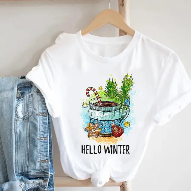 Christmas Party Short Sleeve Printed Crew Neck T shirt C5 - Shop at LoveMi