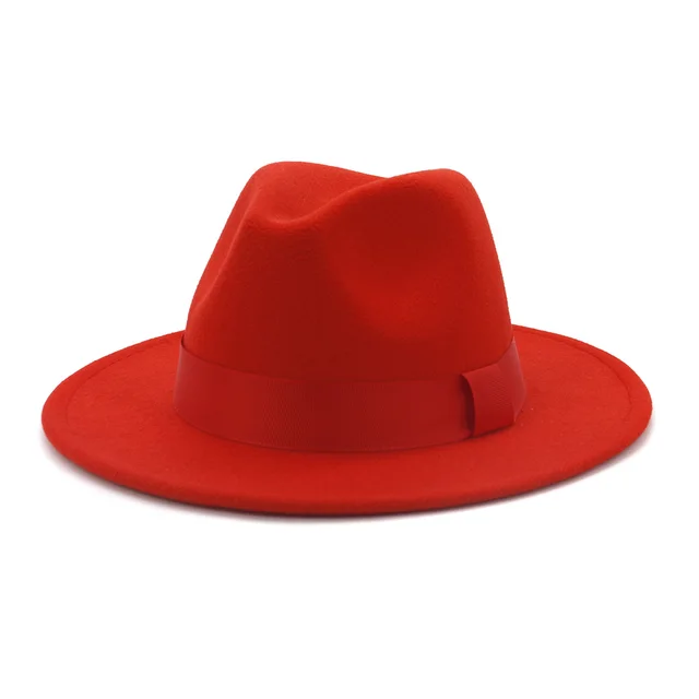 Fashionable Woolen Gentleman Jazz Flat Brim Big Hat Orange - Shop at LoveMi