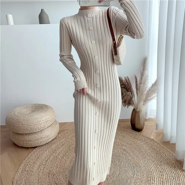 Korean Version Of The New Autumn And Winter Knitted Skirt Khaki - Shop at LoveMi