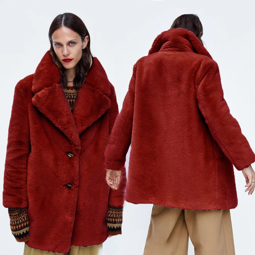 Korean Style Loose Fashion All match Plush Jacket Red - Shop at LoveMi