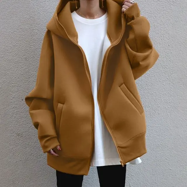 Personalized Street Sweater With Zipper Hood Khaki - Shop at LoveMi