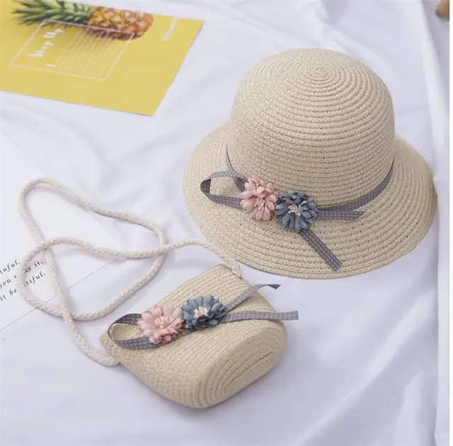 Children's Summer Hat And Sunshade Bag Set Beige - Shop at LoveMi