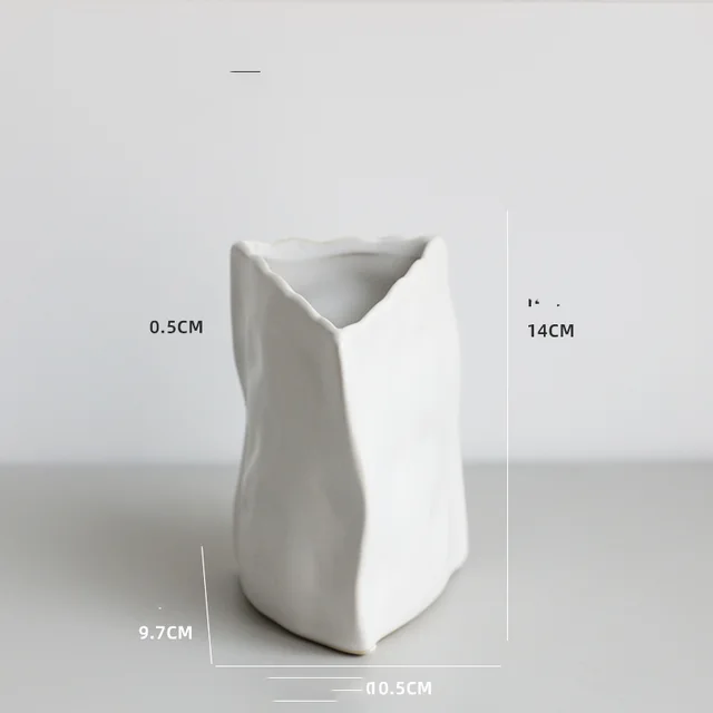 Nordic Irregular Art Ceramic Vase Decoration Living Room Small White - Shop at LoveMi