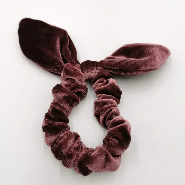 Simple Women's Gold Velvet Bunny Ear Hair Tie Camel - Shop at LoveMi