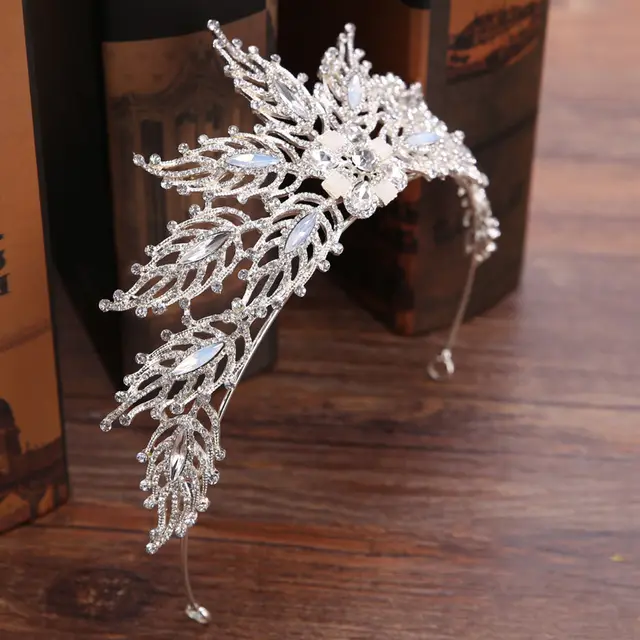 Exquisite Bridal Headband Headdress Handmade Rhinestone Leaf Bridal Crown Sliver - Shop at LoveMi