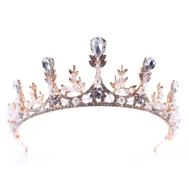 Auspicious Wheat Ear Handmade Bridal Diamond Crown Gold - Shop at LoveMi