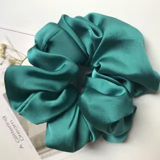 Oversized Smooth Satin Large Intestine Circle Hair Tie - Dark Green
