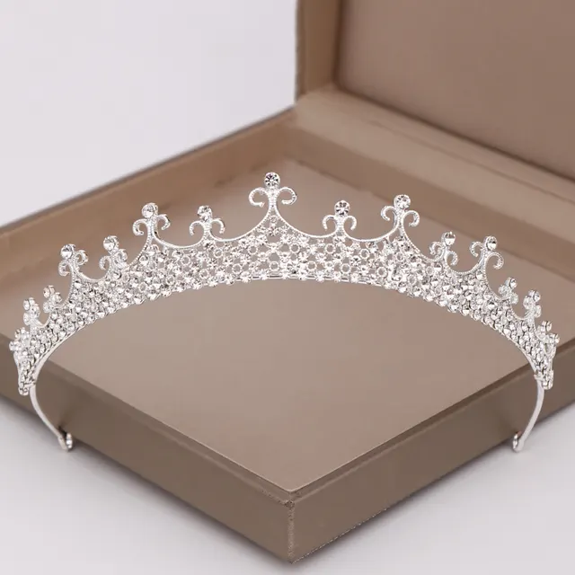Fashion Alloy Luxury Crystal Crown Headband Silver - Shop at LoveMi