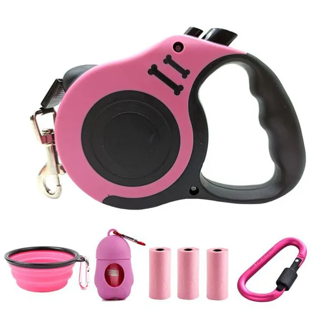 Pet Automatic Retractable Traction Rope Set Dog Leash Dog Traction Rope Device Pink - Shop at LoveMi
