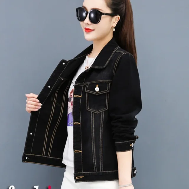 Denim Jacket Women's Temperament Was Thin Black - Shop at LoveMi