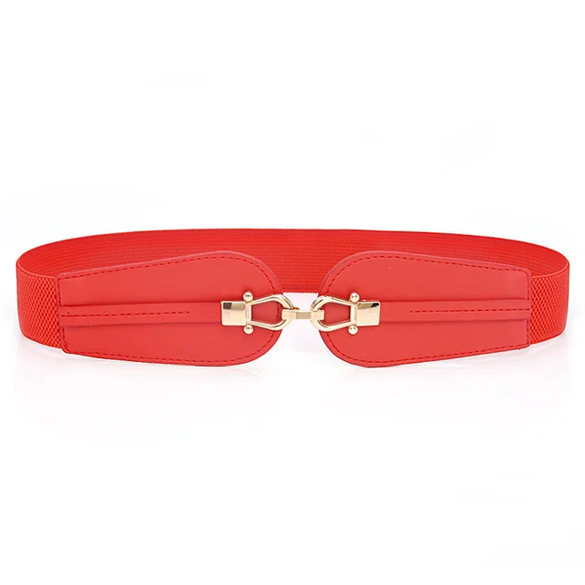Women's Elastic Waistband Fashion Stretch Wide Belt Red - Shop at LoveMi