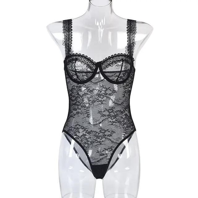 European And American Lace Flowers Comfortable And Close fitting One piece Black - Shop at LoveMi