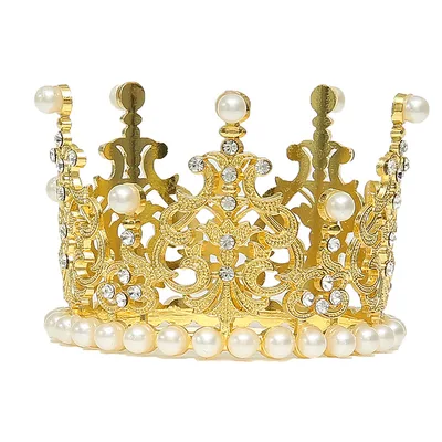 Alloy Round Pearl Crown Cake Decoration Gold - Shop at LoveMi