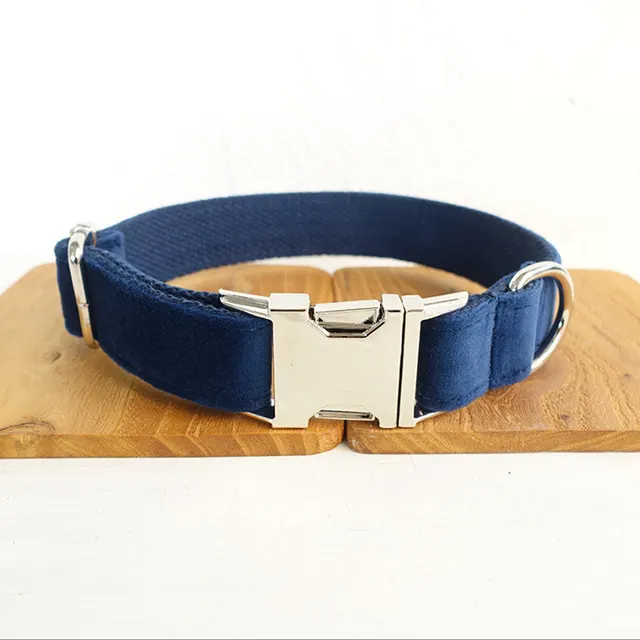Adjustable Polyester Dog Collar Can Be Customized Navy Blue - Shop at LoveMi