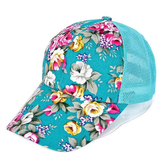 Fashion Simple Ladies Floral Rose Baseball Net Hat Cyan - Shop at LoveMi
