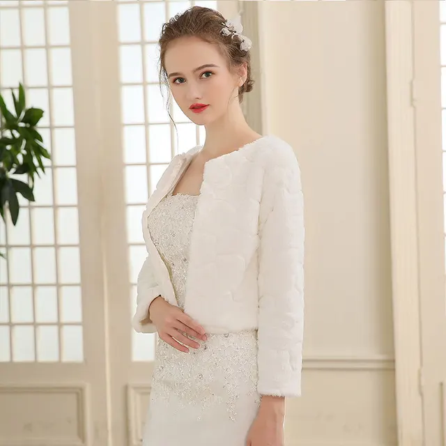 Wedding Dress Shawl Long Sleeve Football Pattern White Jacket White - Shop at LoveMi