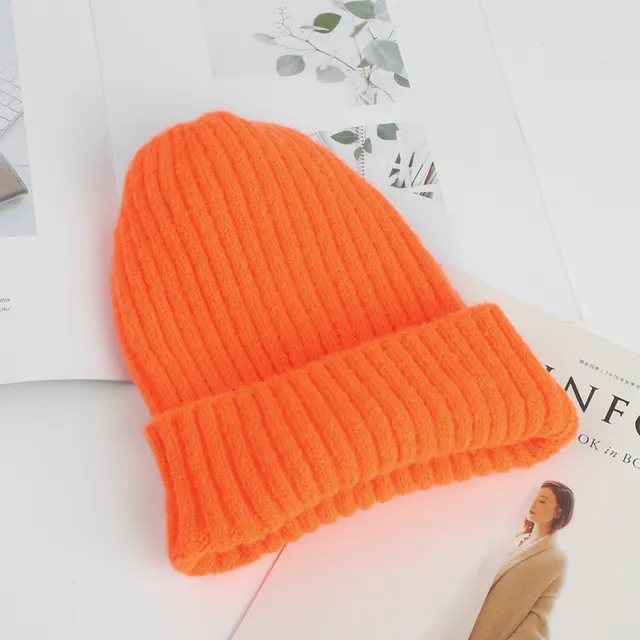 Women's Autumn And Winter Mohair Curled Solid Color All match Knitted Hat Orange - Shop at LoveMi