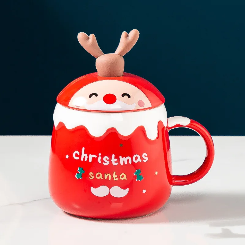 Creative Christmas Gift Ceramic Mug A Red Spoon With Lid - Shop at LoveMi