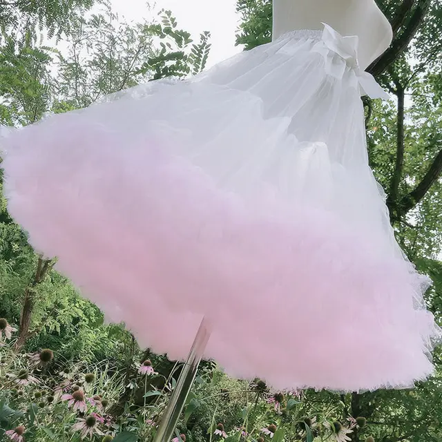 Boneless Soft Yarn Petticoat Cotton Tutu Skirt Pink Side2 - Shop at LoveMi