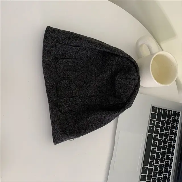 Knitted Warm Pile Hat With Ear Protection Toe Cap Dark Grey - Shop at LoveMi