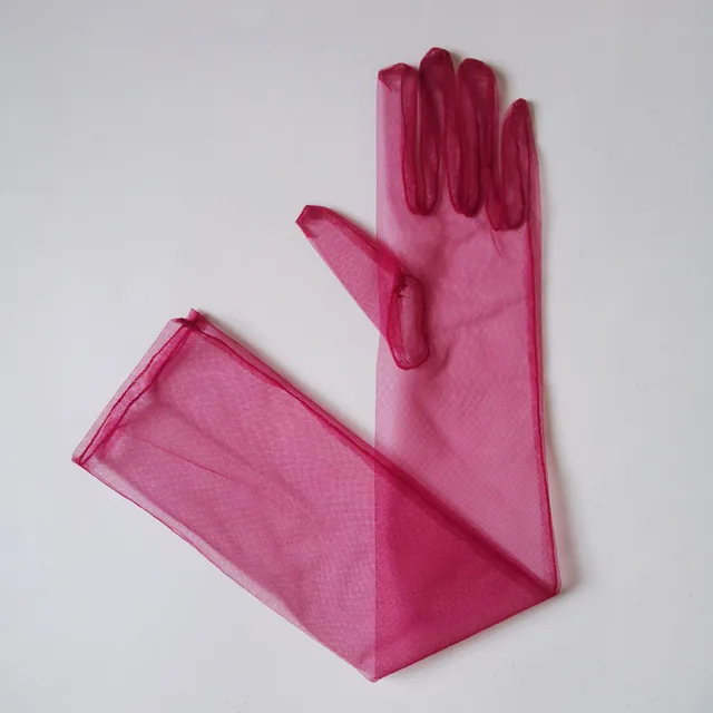 Tulle Plain Bridal Wedding Dress Gloves Wine Red - Shop at LoveMi