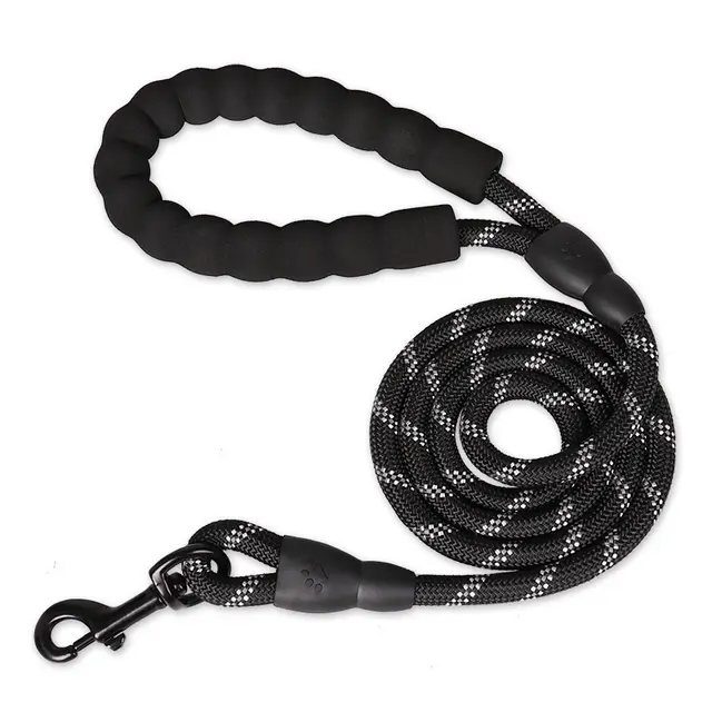 Hot Dog Traction Rope Dog Reflective Nylon Round Rope Traction Black - Shop at LoveMi