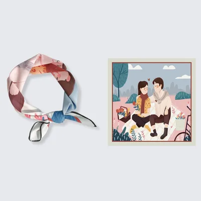 Decorative Spring And Autumn Chiffon Print Small Scarf A Couple - Shop at LoveMi