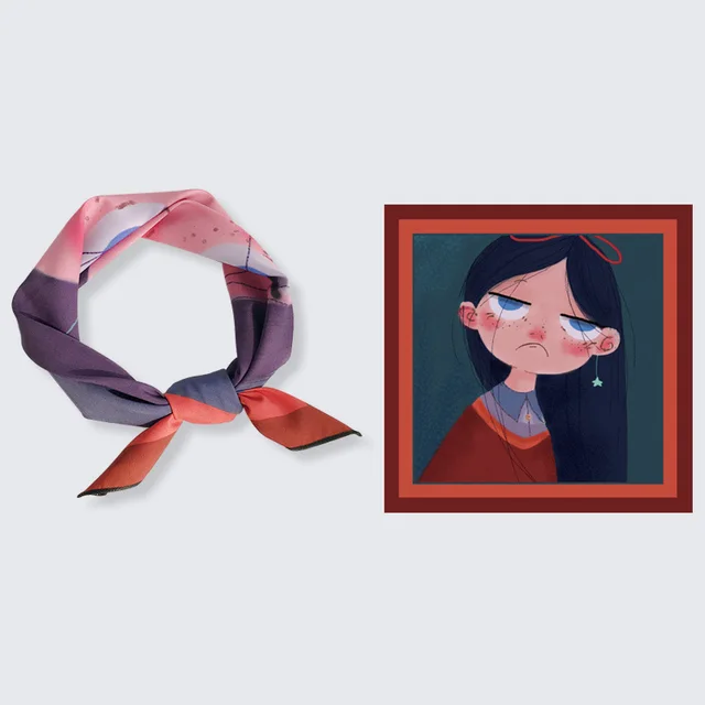 Decorative Spring And Autumn Chiffon Print Small Scarf Freckles Girl - Shop at LoveMi