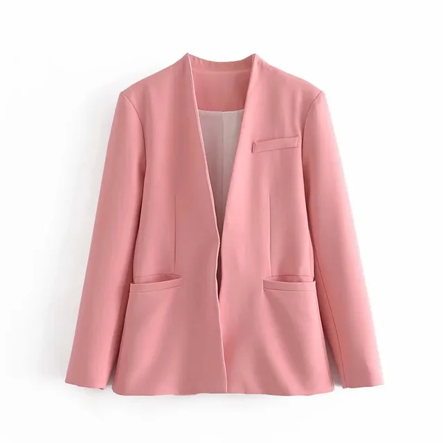 Ladies New Solid Color Suit Jacket Women Pink - Shop at LoveMi