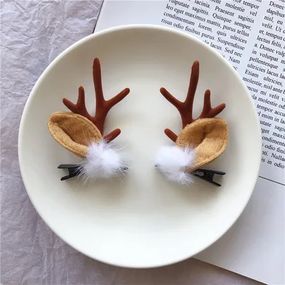 Christmas Hair Accessories Antler Hairpin Girl Top Clip Headdress 3Color - Shop at LoveMi