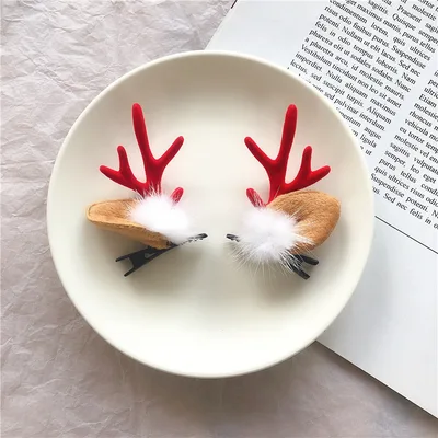 Christmas Hair Accessories Antler Hairpin Girl Top Clip Headdress 4Color - Shop at LoveMi