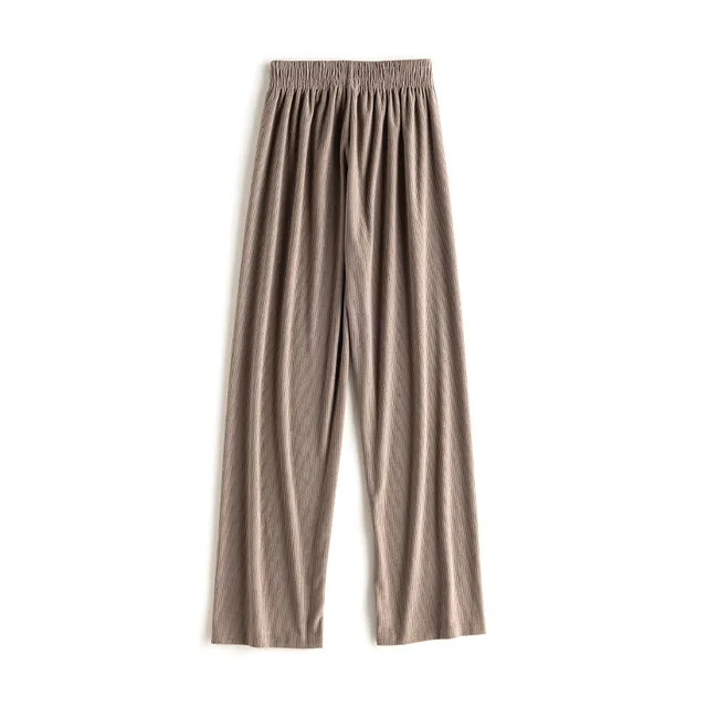 Women's High waist Straight leg Corduroy Wide leg Pants Cocoa - Shop at LoveMi