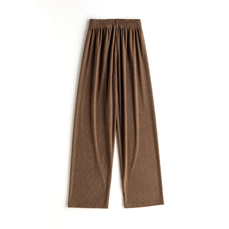 Women's High waist Straight leg Corduroy Wide leg Pants Coffee - Shop at LoveMi