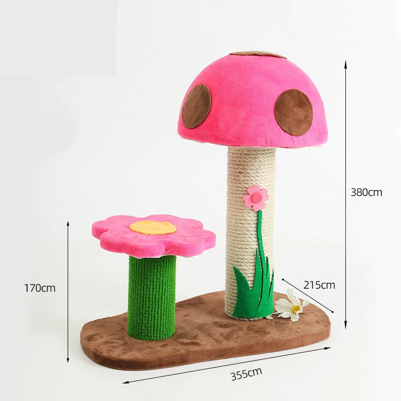 Grinding Claws Funny Cat Toy Sisal Column Mushroom Flower Climbing Frame - Pink - View 1