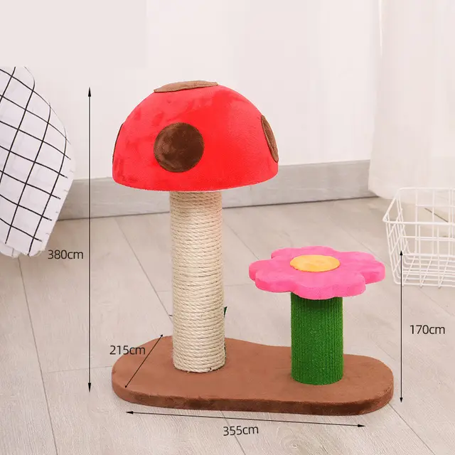 Grinding Claws Funny Cat Toy Sisal Column Mushroom Flower Climbing Frame Red - Shop at LoveMi