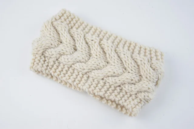 Twist Knitted Wool Headband With Ear Protection Headgear Beige - Shop at LoveMi