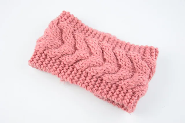 Twist Knitted Wool Headband With Ear Protection Headgear Leather Powder - Shop at LoveMi