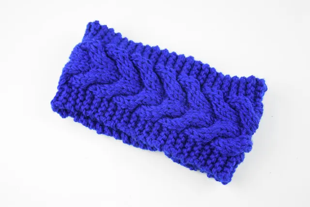 Twist Knitted Wool Headband With Ear Protection Headgear Royal Blue - Shop at LoveMi