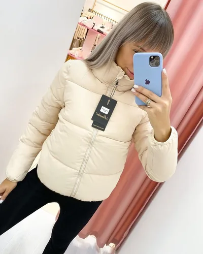 Cotton Padded Jacket Short Coat Beige - Shop at LoveMi