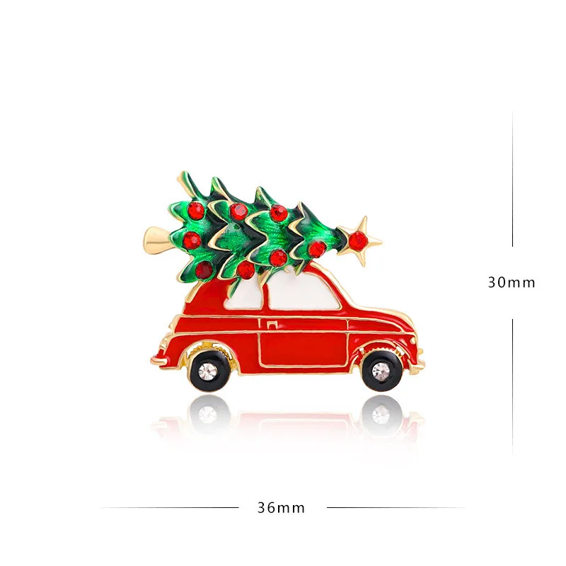 Christmas Alloy Diamond Drop Oil Brooch Red - Shop at LoveMi