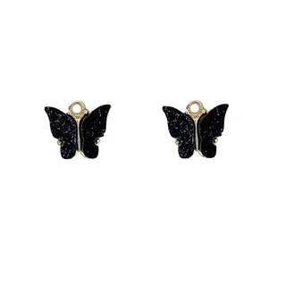Alloy Acrylic Glitter Butterfly Bracelet - Black