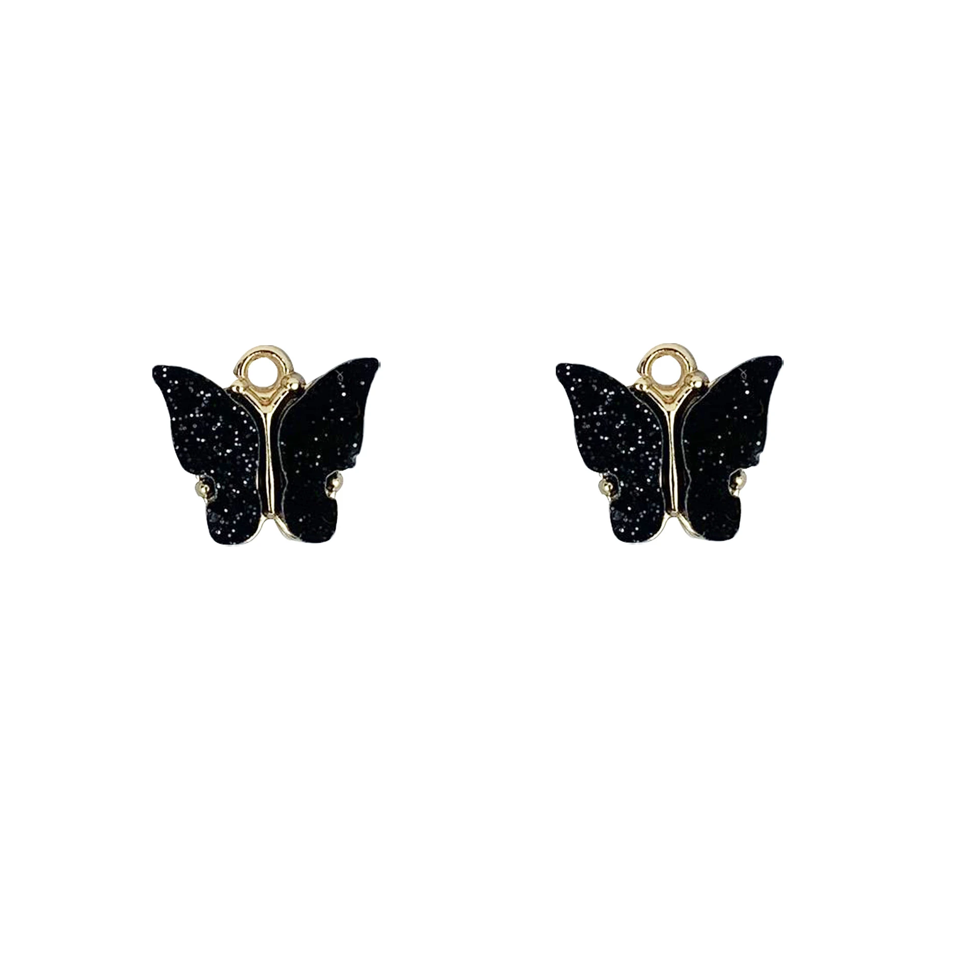 Alloy Acrylic Glitter Butterfly Bracelet - Black