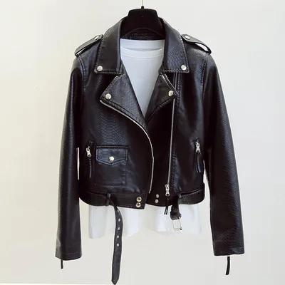 Women's Short Leather Jacket Spring And Autumn Black - Shop at LoveMi