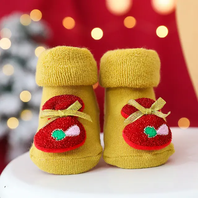Autumn And Winter Terry Thickened Glued Non slip Baby Floor Socks Yellow - Shop at LoveMi