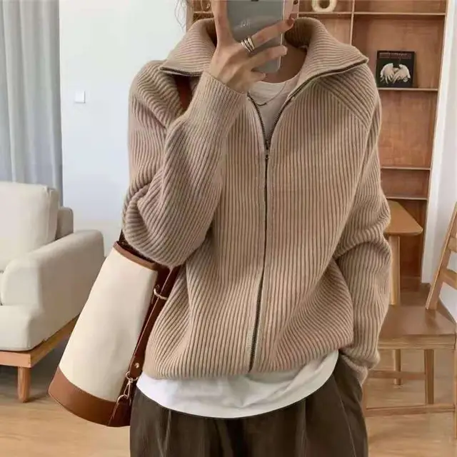 Turtleneck Thick Sweater Women All match Khaki - Shop at LoveMi