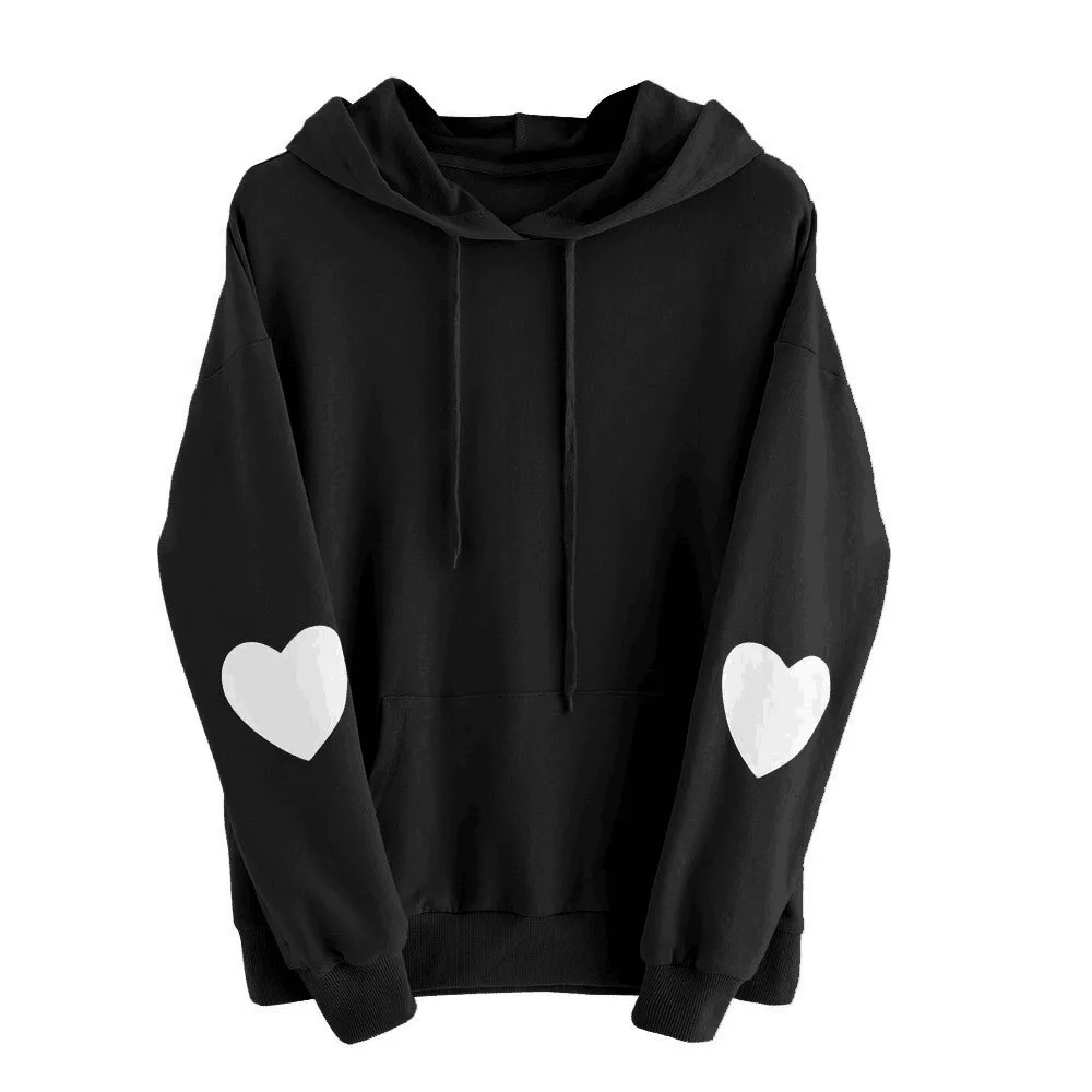 Full-body Printed Crewneck Jacket Diy Plus Fleece Hooded Clothes - Black