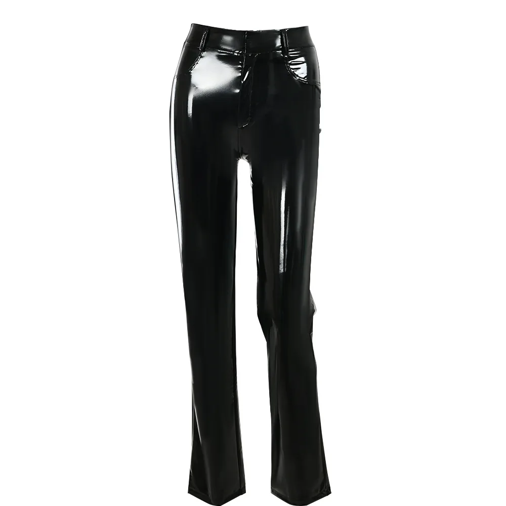 PU Leather Women's High waisted Butt lifting Straight leg Pants Black - Shop at LoveMi