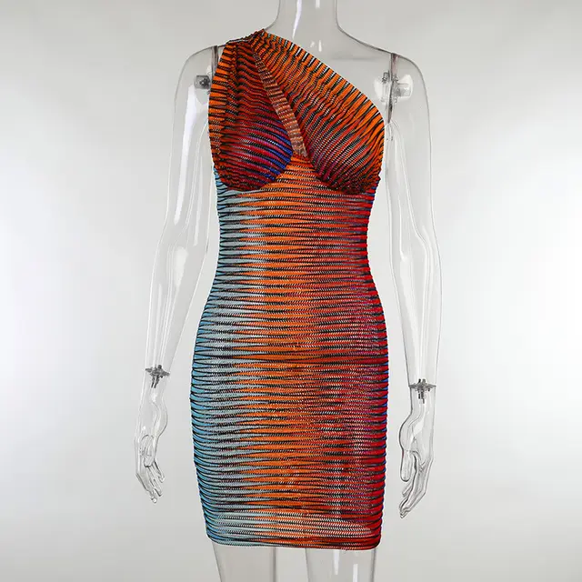 One shoulder Folded Dress Female Winter Sexy Temperament Commuting Red - Shop at LoveMi